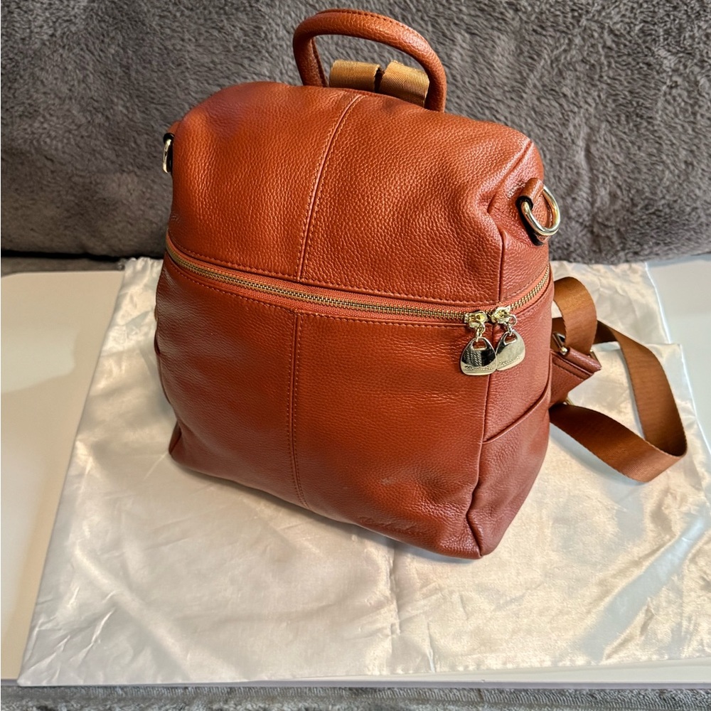 Elegant Tan Leather Backpack